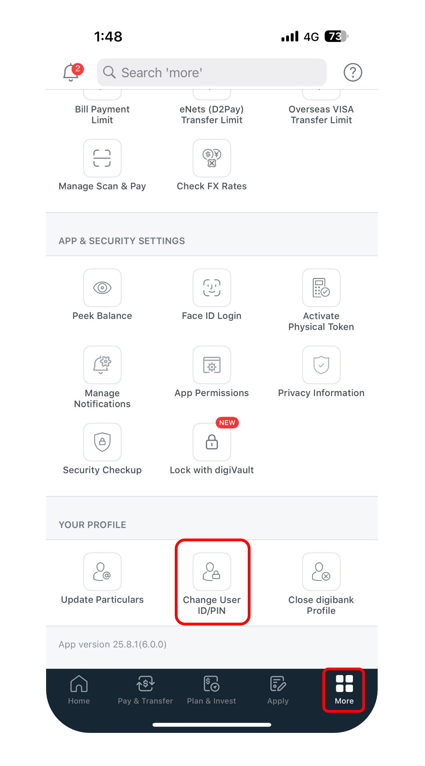 change user id/pin