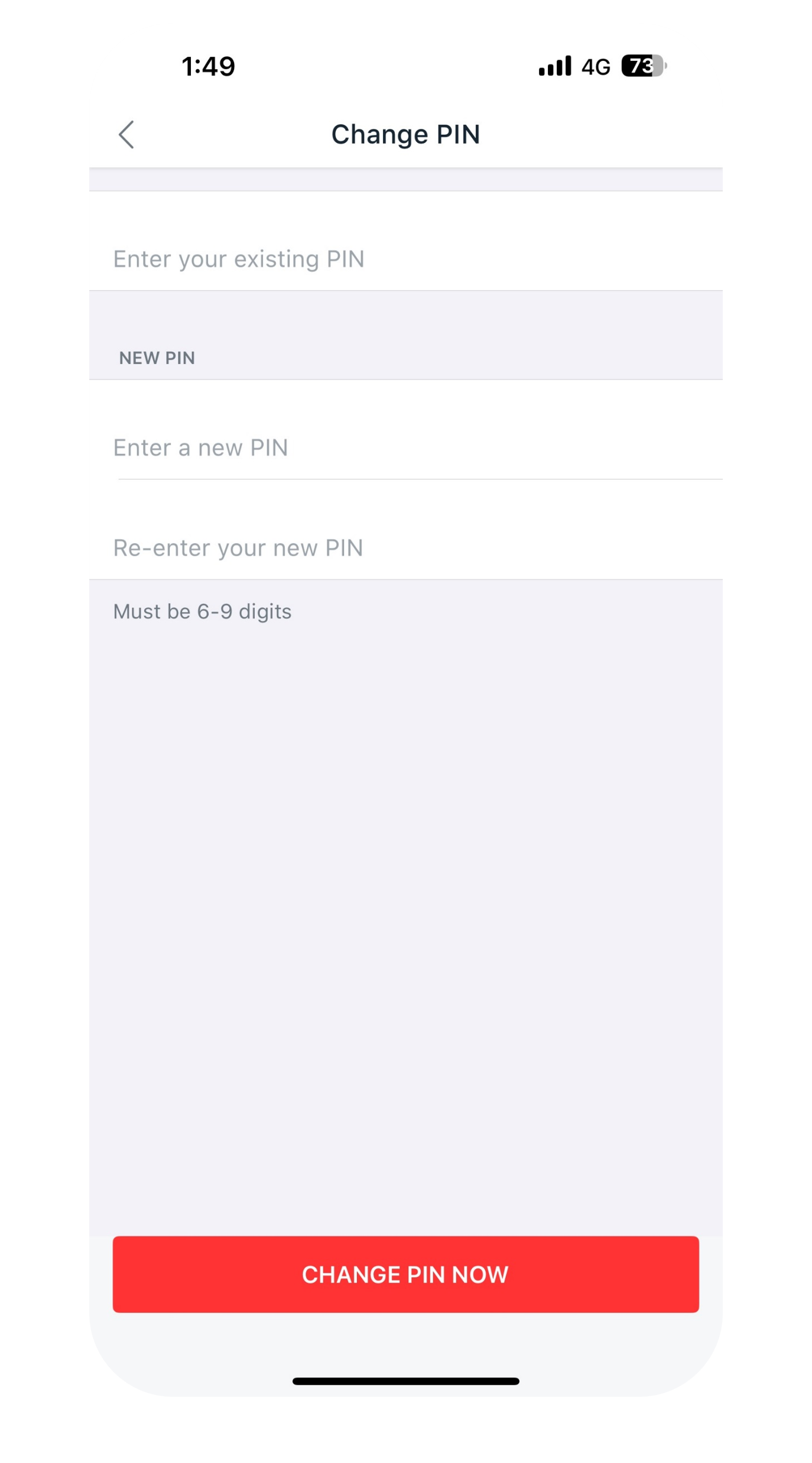 enter new PIN
