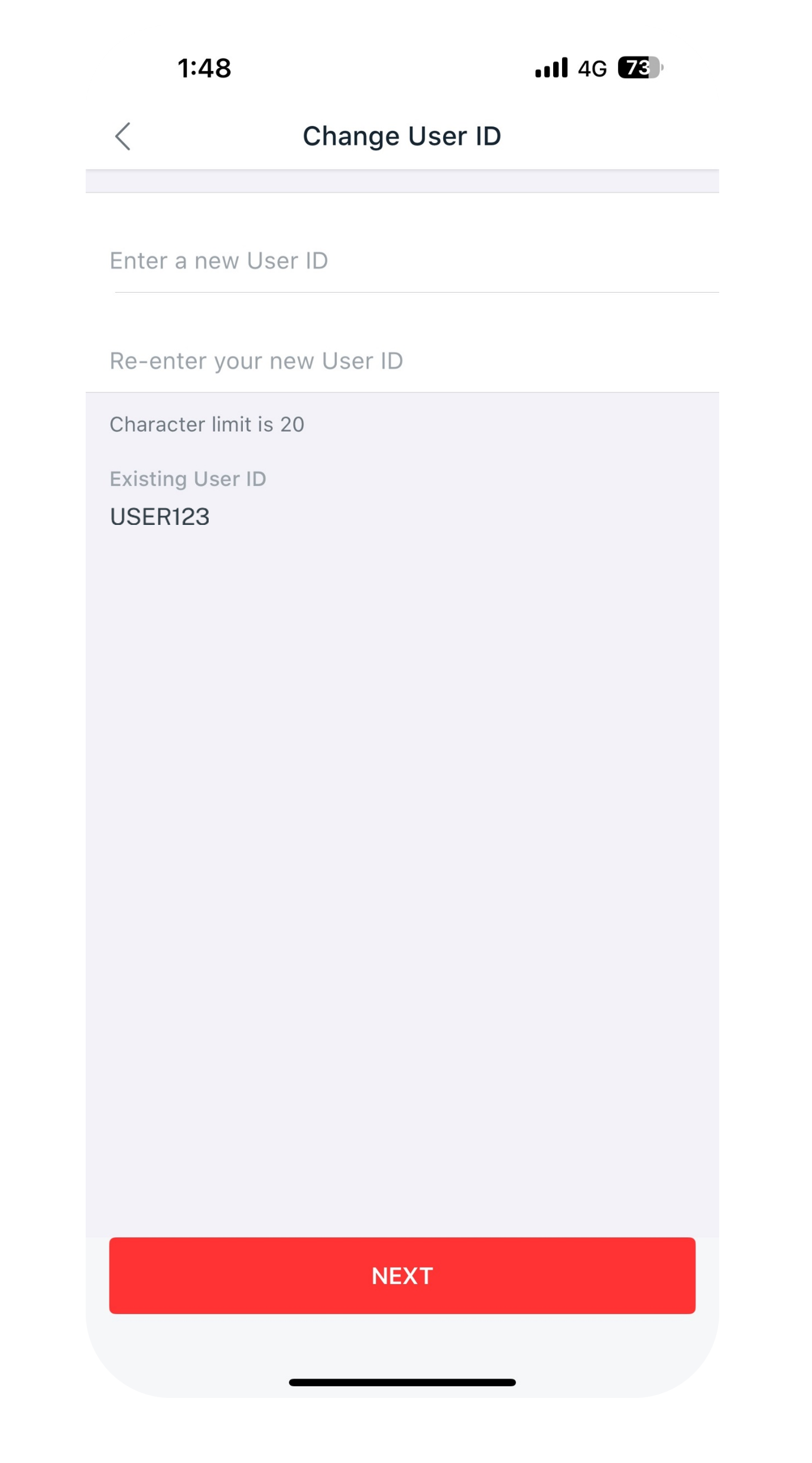 enter new user ID