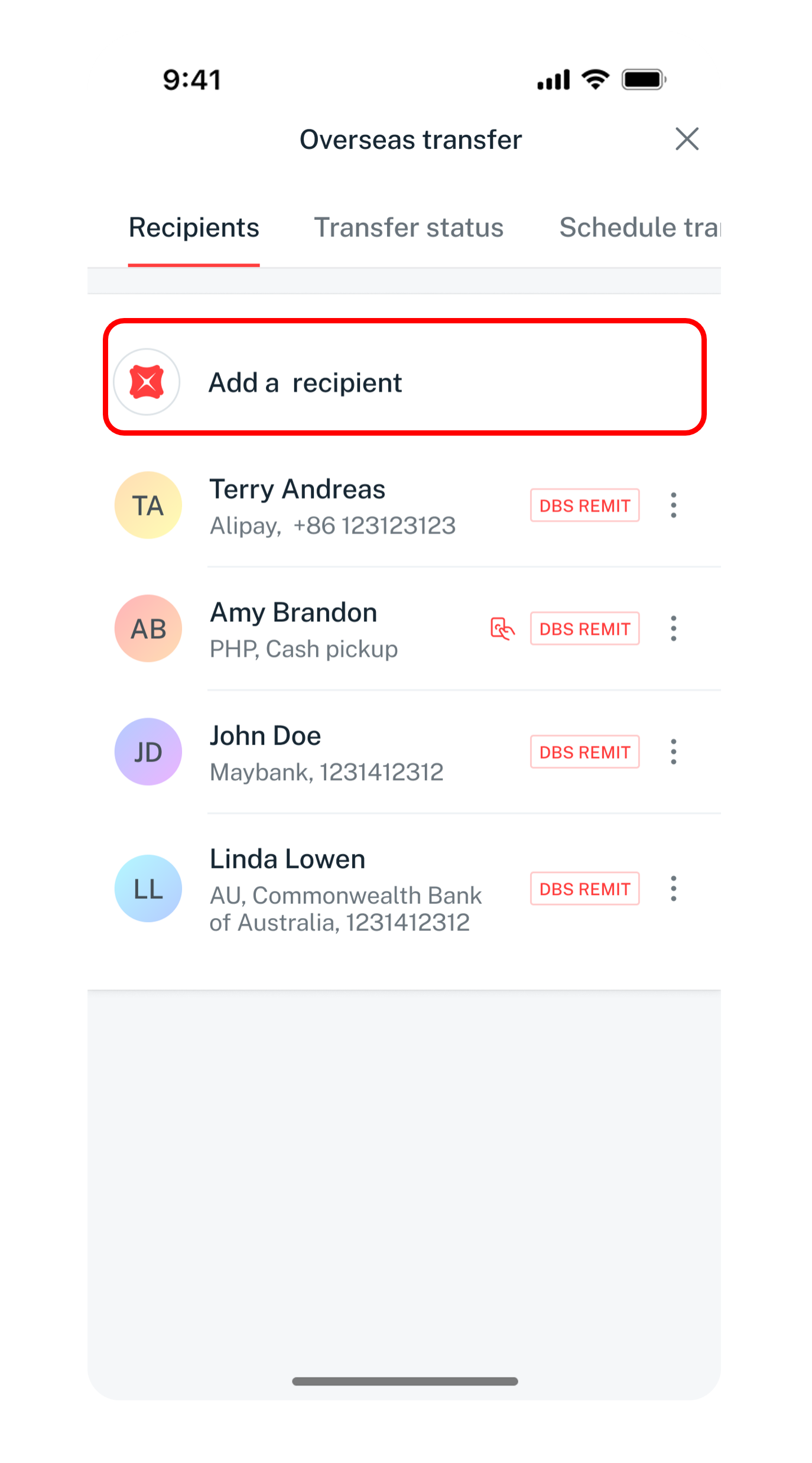 add a recipient