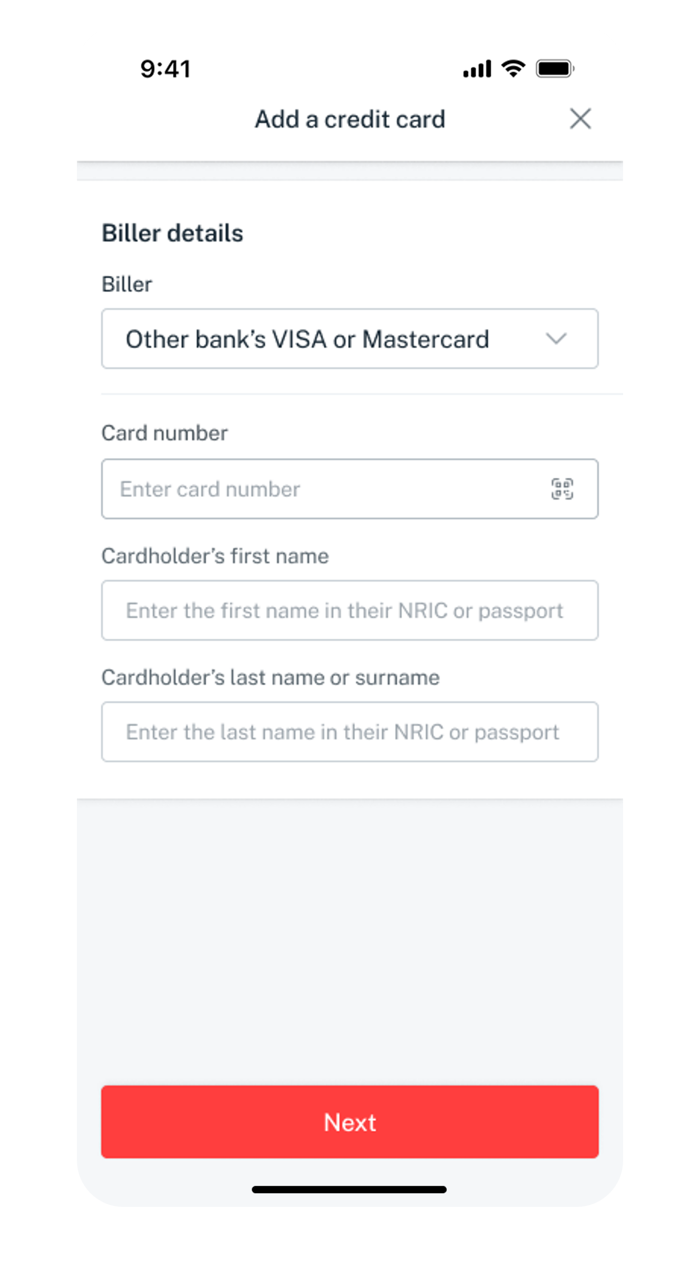 card biller details