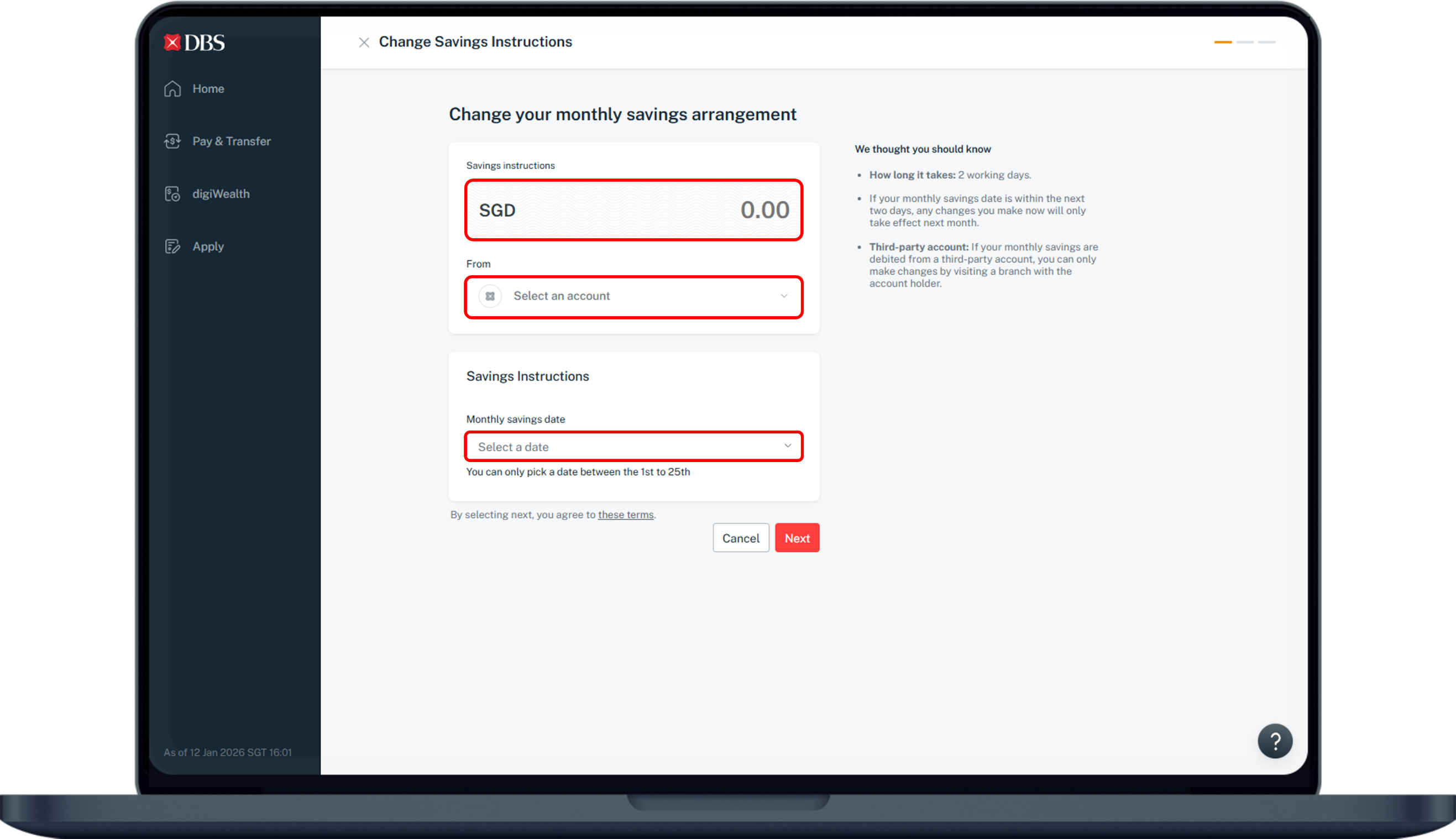 enter details