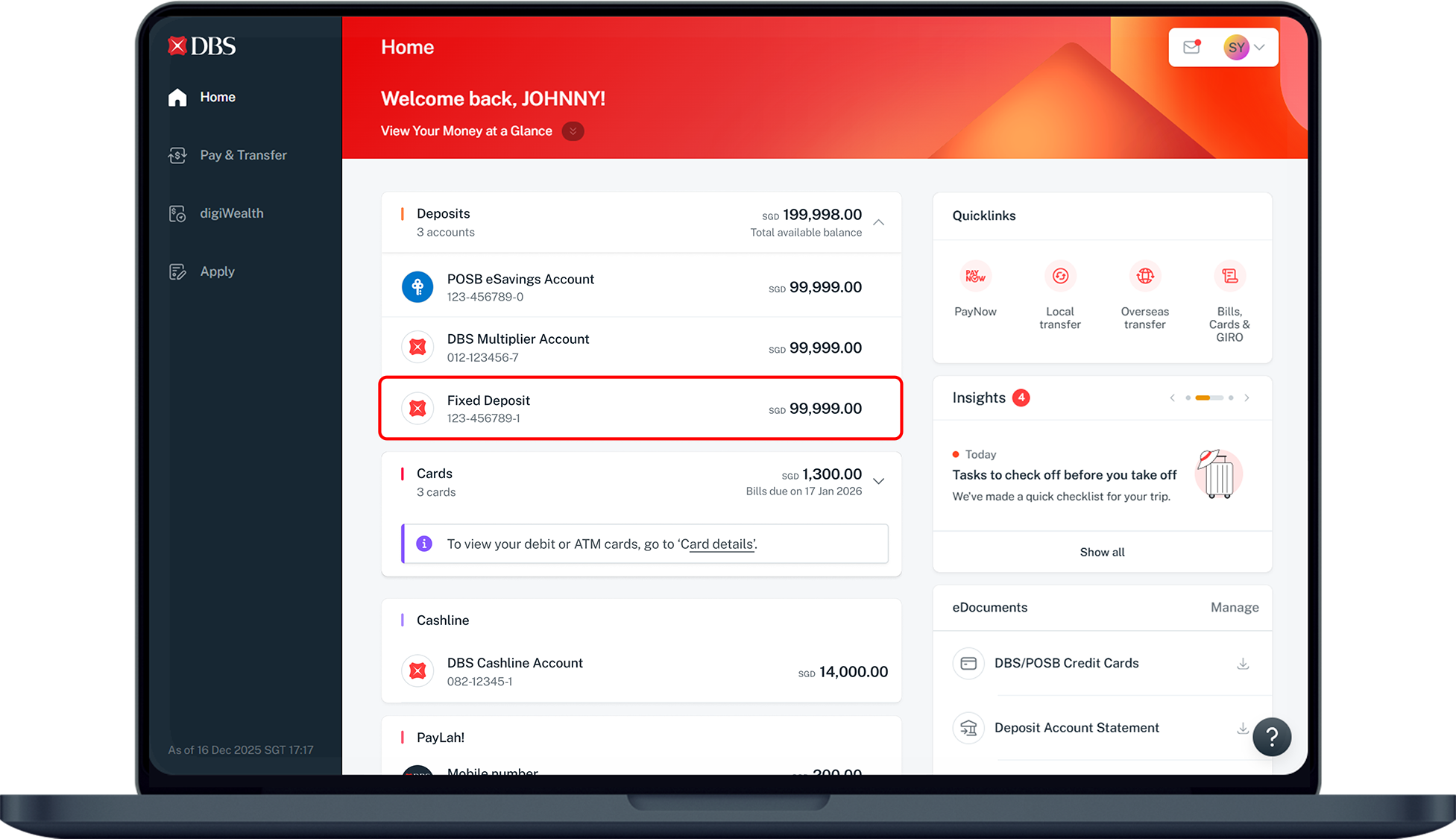 home dashboard