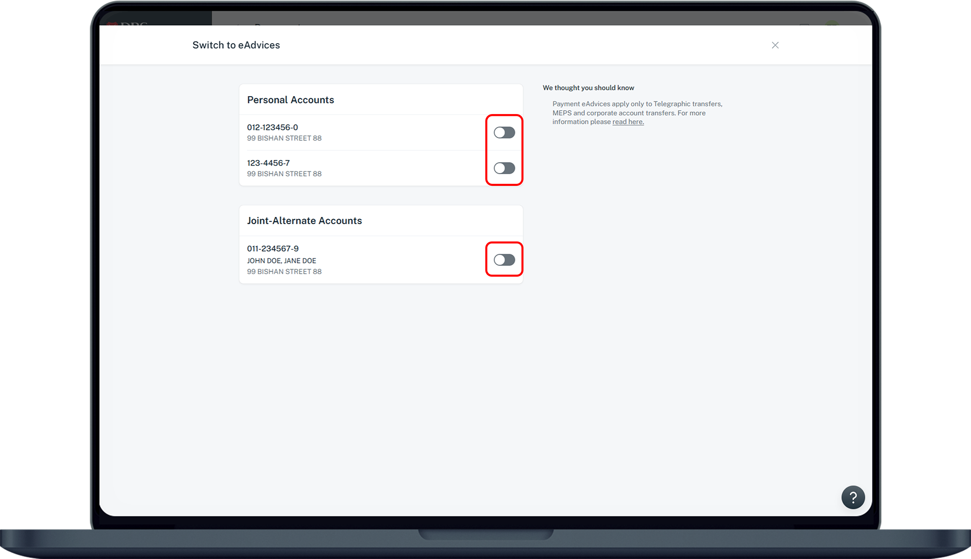 toggle on