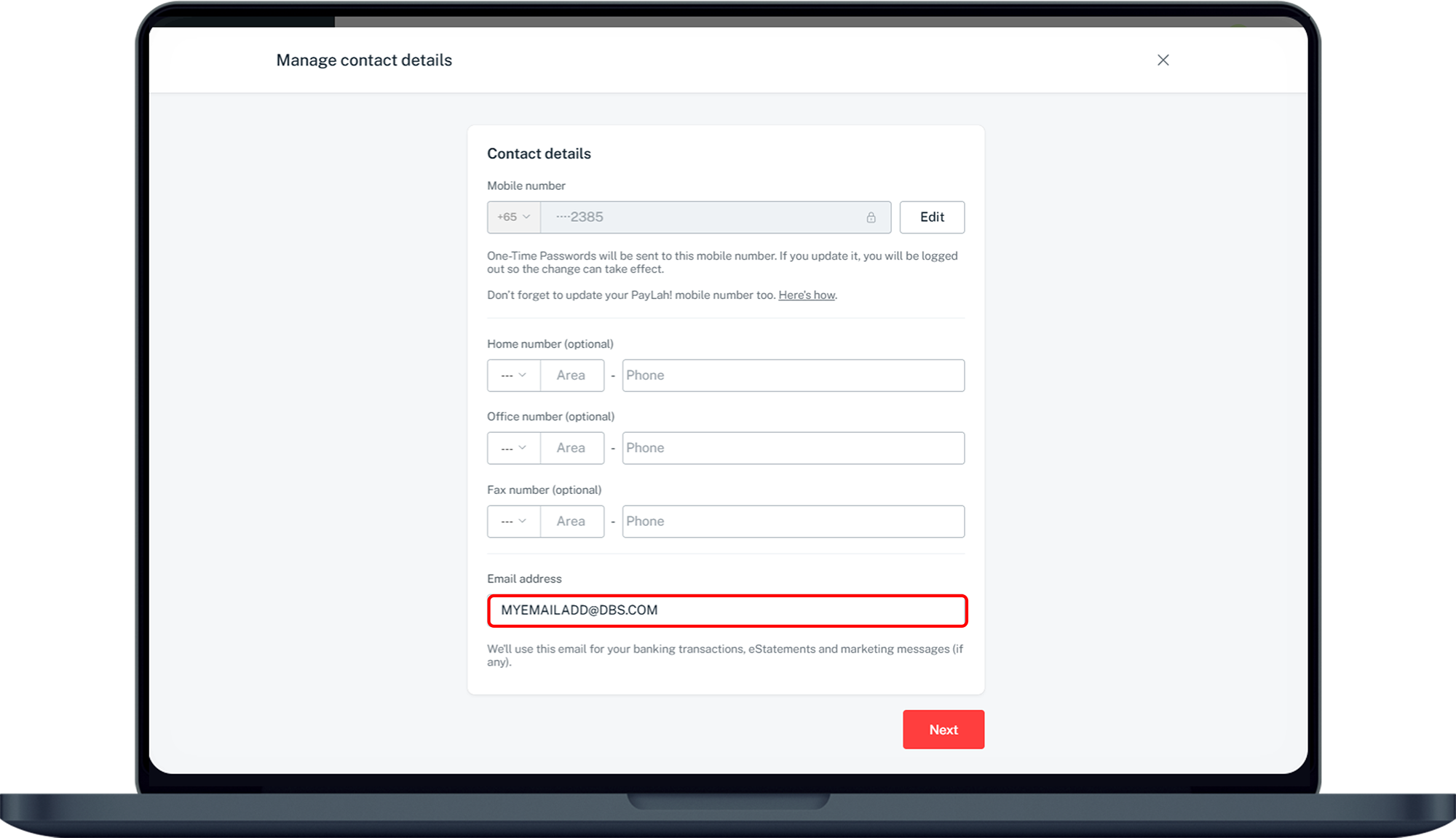 enter new email